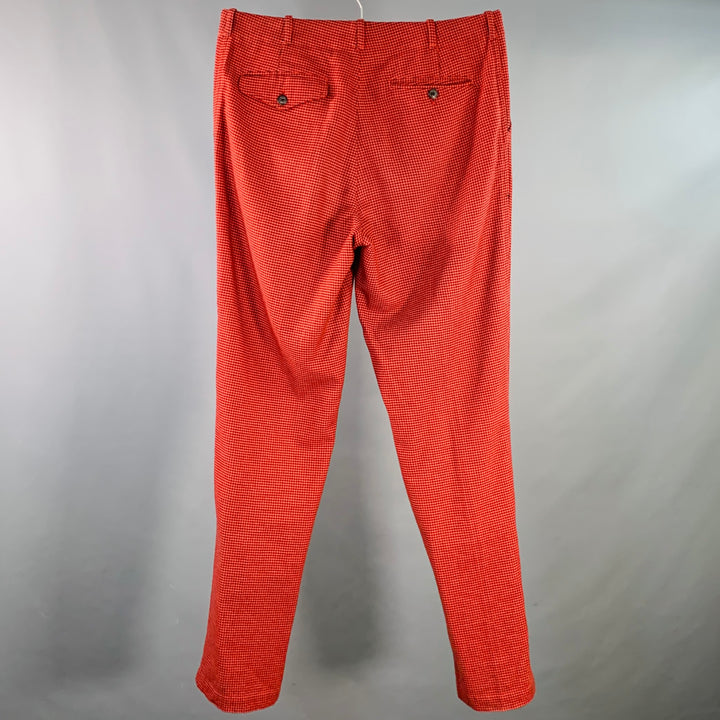 ADAM KIMMEL Size M Red Black Houndstooth Cotton Straight Zip Fly Dress Pants