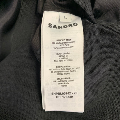 SANDRO Size L Black Viscose Blend Zip Up Jacket