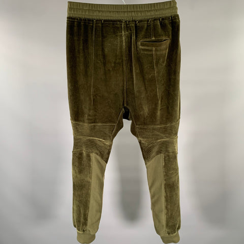 HAIDER ACKERMANN Size S Olive Khaki Velvet Cotton Blend Joggers