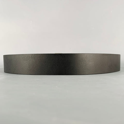 SHINOLA Size 34 Black Silver Leather Belt