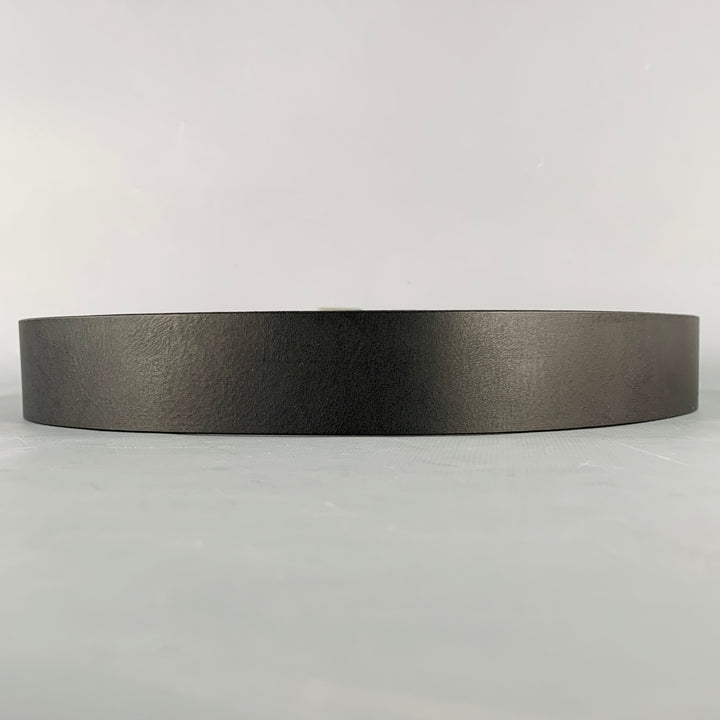 SHINOLA Size 34 Black Silver Leather Belt