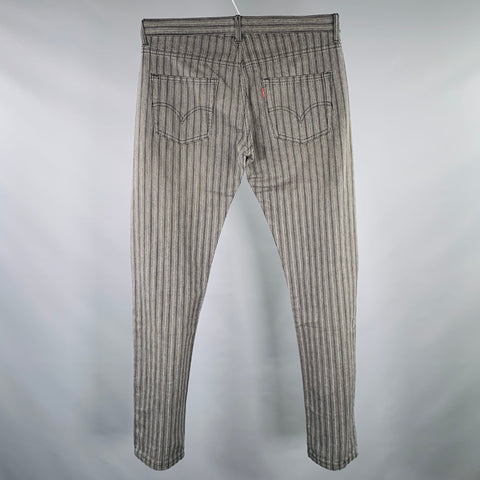 JUNYA WATANABE Size M Grey Black Stripe Cotton Five Pockets Jeans