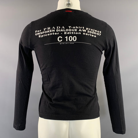 PRADA AW 2006/07 Size XS Black Brown Graphic Crew Neck Pullover