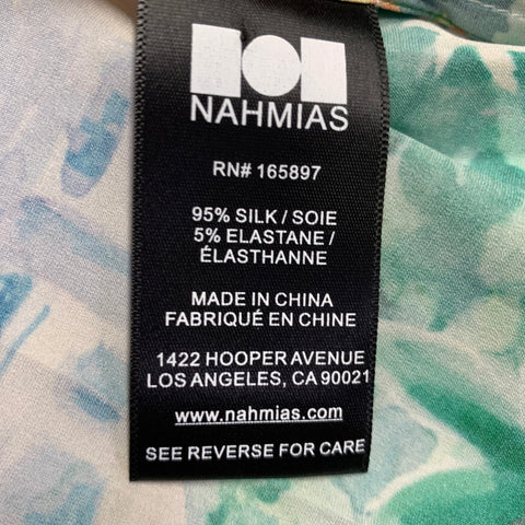 Chemise NAHMIAS à manches longues en soie imprimée multicolore paysage hélicoptère, taille S