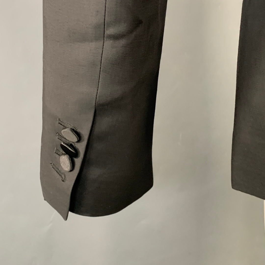 DSQUARED2 Size 38 Black Wool Silk Rhinestone Studded Peak Lapel Sport Coat