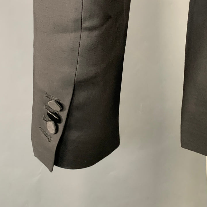 DSQUARED2 Size 38 Black Wool Silk Rhinestone Studded Peak Lapel Sport Coat