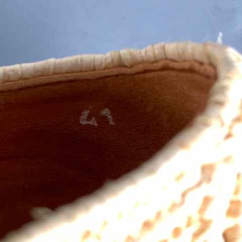 ROBERT CLERGERIE Size 8 Natural Woven Raffia Lace-Up Shoes