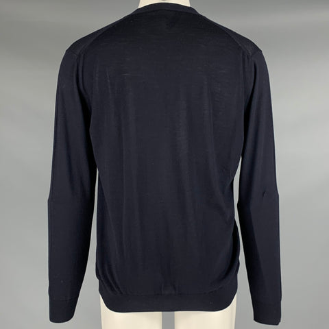 PRADA Taille M Cardigan boutonné en laine tricotée marine