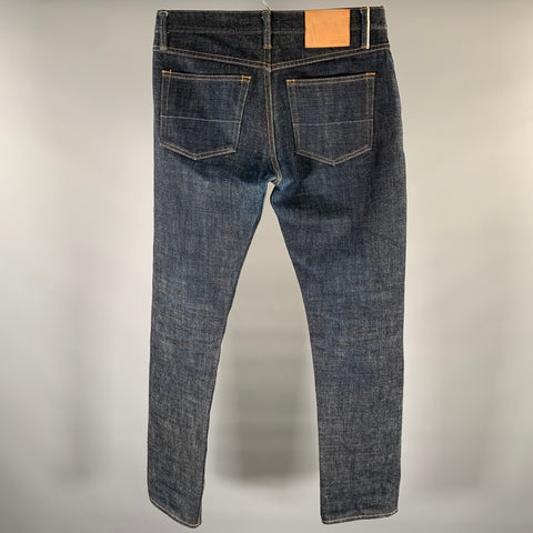 GUSTIN Size 34 Indigo Selvedge Denim Slim Fit Jeans