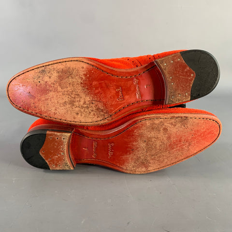 PS by PAUL SMITH Size 8 Red Orange Perforated Suede Wingtip Lace-Up Shoes