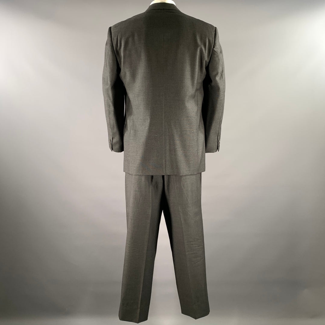 ERMENEGILDO ZEGNA Size 46 Grey Black Nailhead Wool Peak Lapel Suit