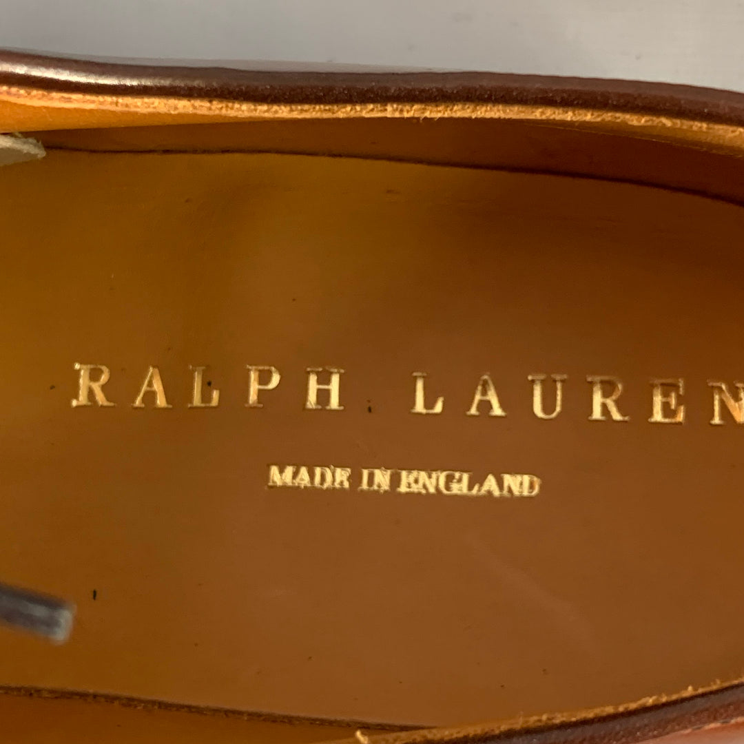 RALPH LAUREN Size 10.5 Marlow Brown Cordovan Leather Derby Lace-Up Shoes