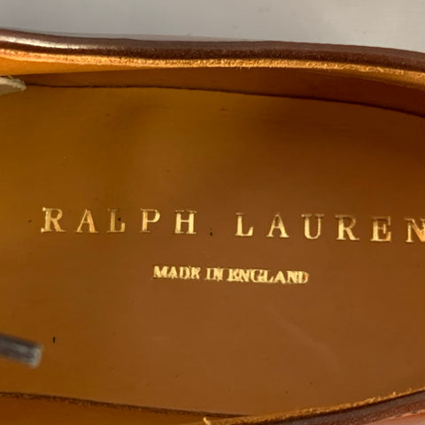 RALPH LAUREN Size 10.5 Marlow Brown Cordovan Leather Derby Lace-Up Shoes