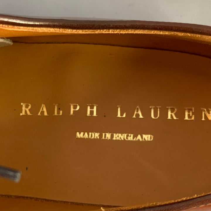 RALPH LAUREN Size 10.5 Marlow Brown Cordovan Leather Derby Lace-Up Shoes
