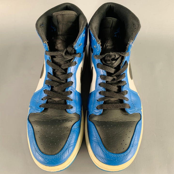 NIKE Size 10 Blue White Black Color Block High Top Sneakers