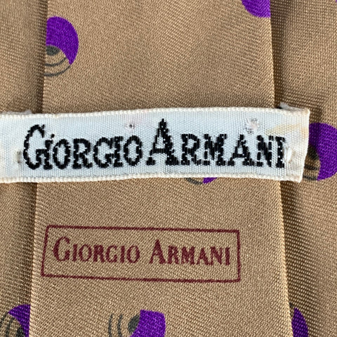 GIORGIO ARMANI Gold Purple Dots Silk Tie