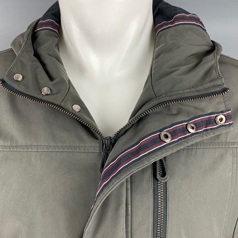 TED BAKER Size M Grey Polyester Blend Softshell Hooded Coat