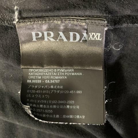 PRADA Size L Black Patchwork Cotton Crew-Neck T-shirt