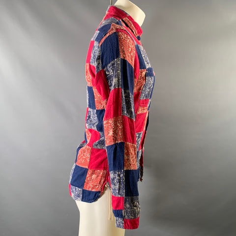 ANACHRONORM Size S Blue Red Bandana Patchwork Cotton Worker Long Sleeve Shirt