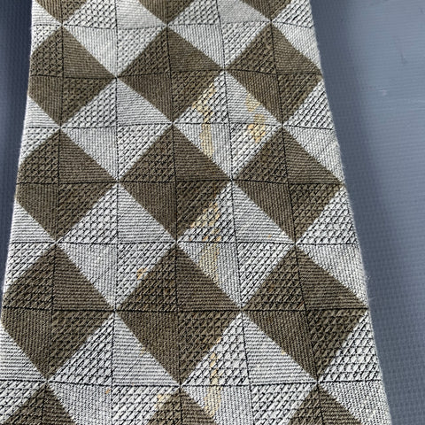 ZANZARA Grey Olive Checkered Silk Tie