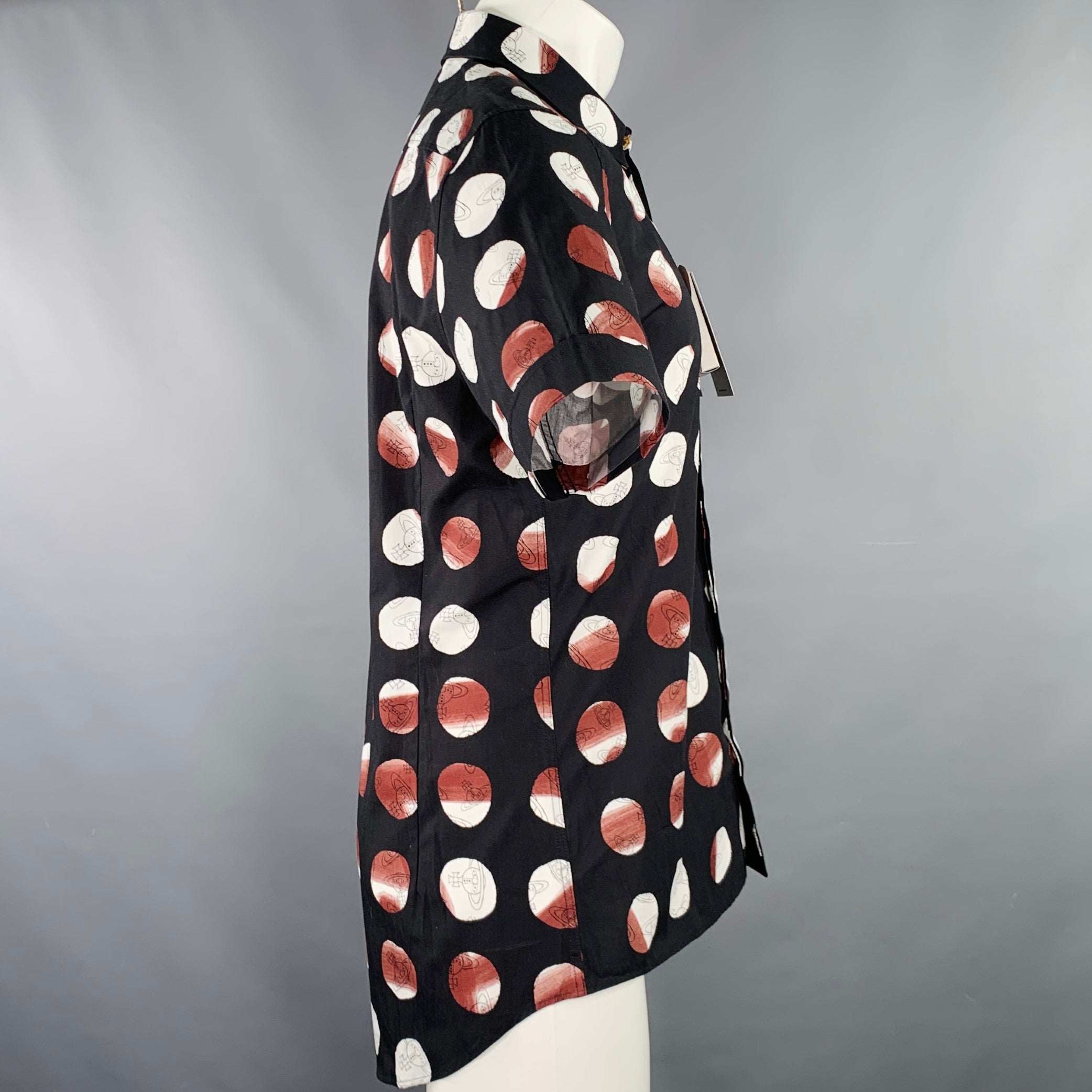 VIVIENNE WESTWOOD Size S Black White Brown Print Cotton Short