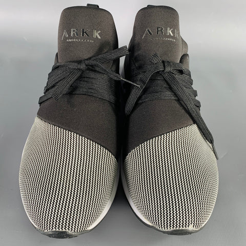 ARKK Size 10 -Raven Mesh- Black White Neoprene Slip On Sneakers