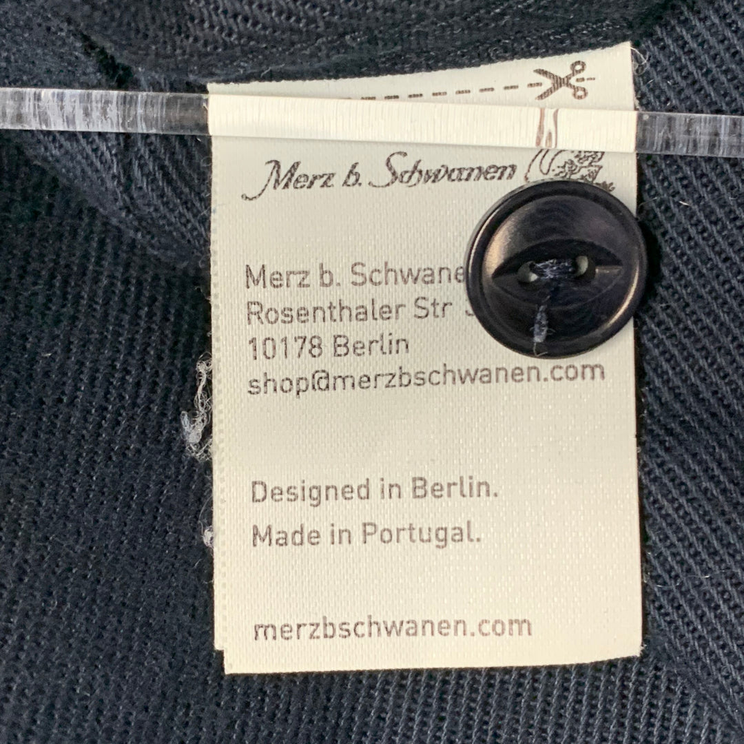 MERZ B. SCHWANEN Size XL Navy Twill Cotton One Pocket Long Sleeve Shirt