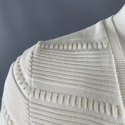 DSQUARED2 Size M White Rayon Polyamide Textured Short Sleeve Dress