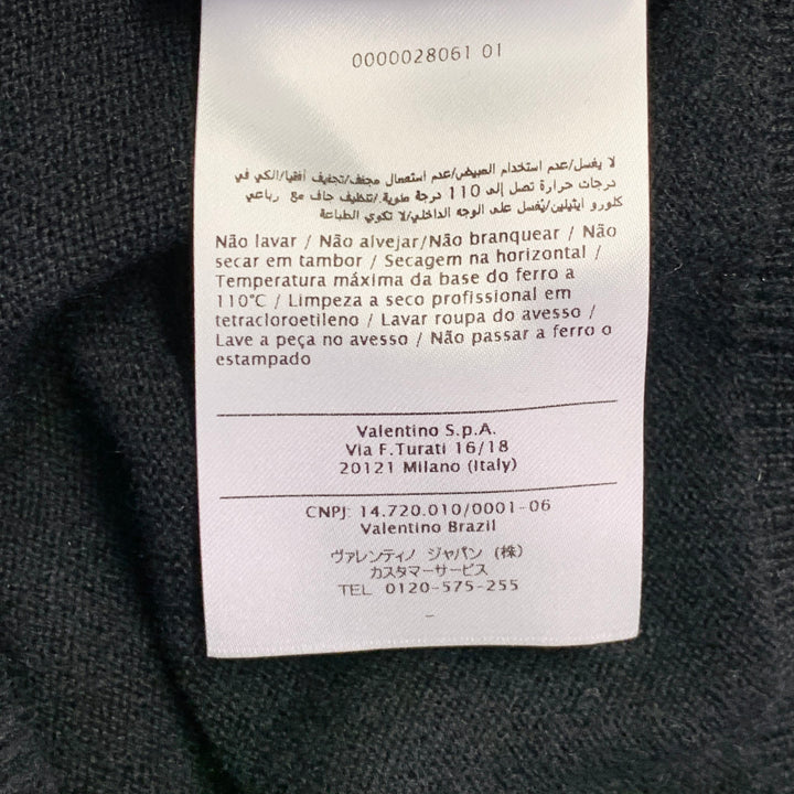VALENTINO Size S Grey Black White Knit Camouflage Logo Cashmere Crew Neck Pullover