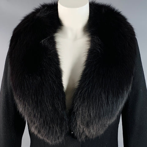 REGENCY CASHMERE Vintage Size 8 Black Wool Fur Collar Jacket