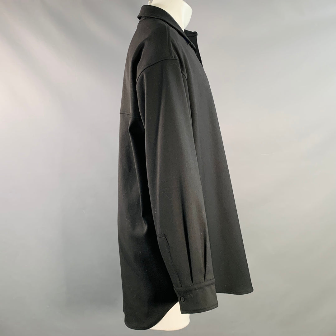 ENTIRE STUDIOS Size M Black Polyester Blend One Pocket Oversized Long Sleeve Shirt