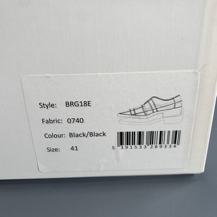 SIMONE ROCHA Size 8 Black Tinsel Embellishment Leather Slip On Loafers