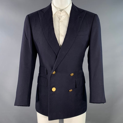 RALPH LAUREN Size 38 Regular Navy Cashmere Double Breasted Sport Coat