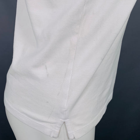 SANDRO Polo sans col en coton, taille S, blanc, avec liseré contrastant noir