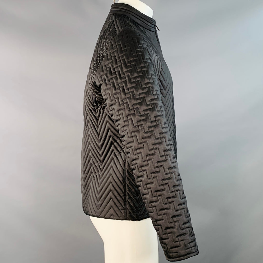 CALVIN KLEIN COLLECTION Size 40 Black Quilted Polyester Zip Up Jacket
