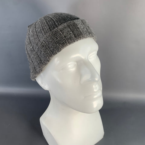 PERMANENT STYLE One Size Grey Heather Ribbed Cashmere Beanie