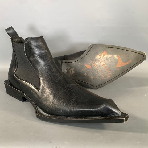 JOHN FLUEVOG Size 9.5 Black Leather Pointed Toe Boots