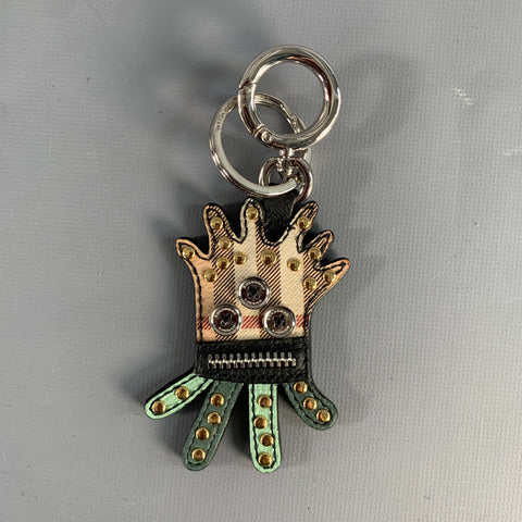 BURBERRY Multi-Color Plaid Leather Metal Bag Charm Bags
