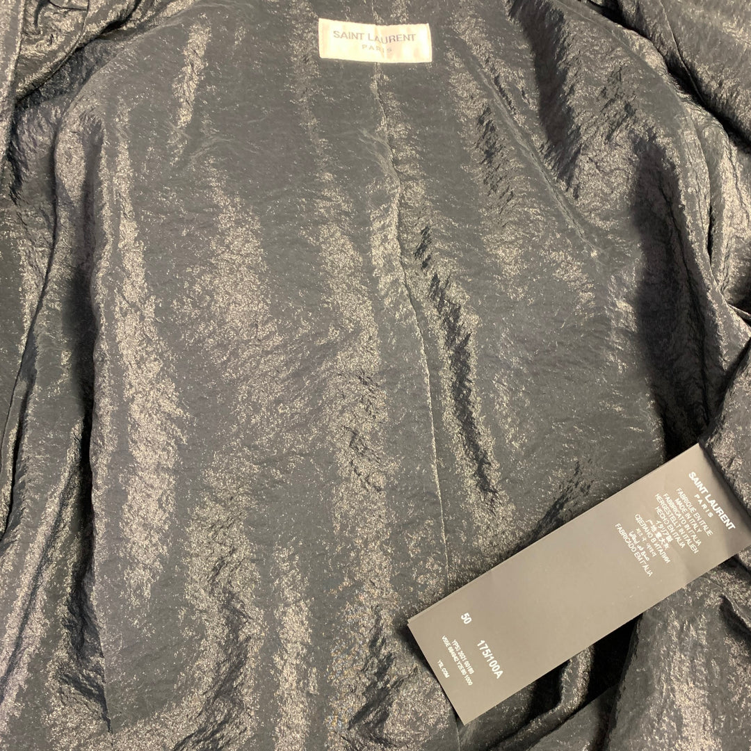 SAINT LAURENT Size 40 Black White Viscose Blend Zip Up Track Jacket