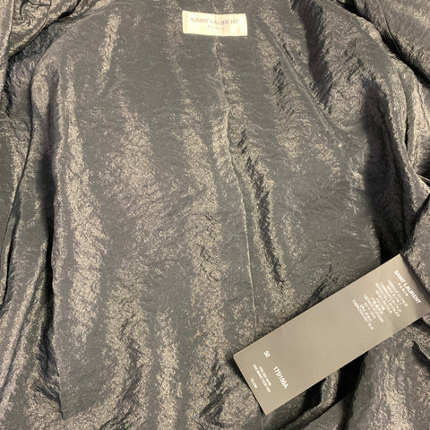 SAINT LAURENT Size 40 Black White Viscose Blend Zip Up Track Jacket