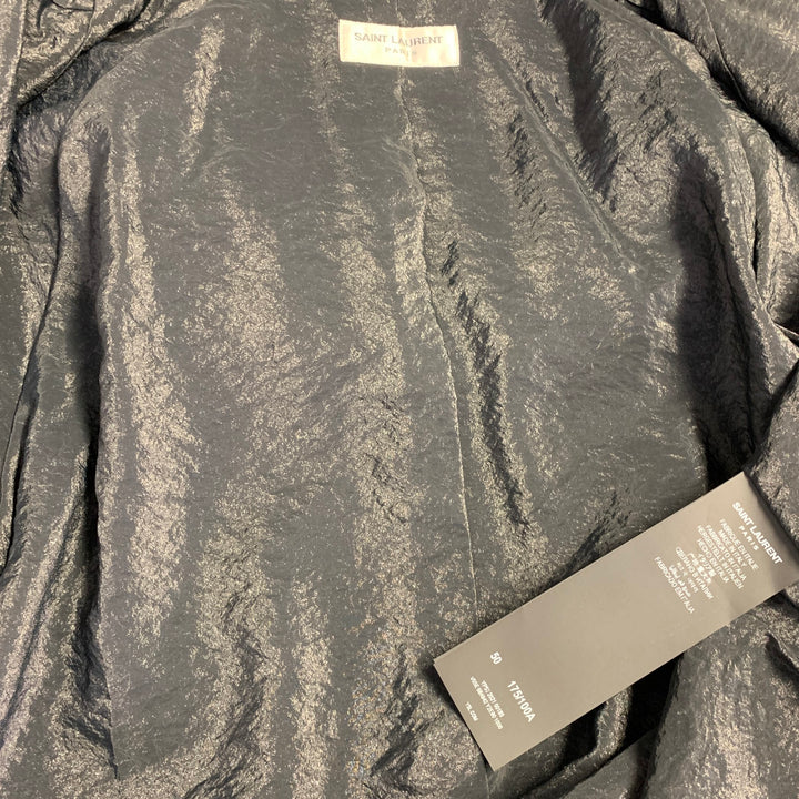 SAINT LAURENT Size 40 Black White Viscose Blend Zip Up Track Jacket