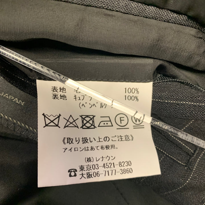 D'URBAN Chest Size 40 Black Silver Pinstripe Wool Notch Lapel Suit