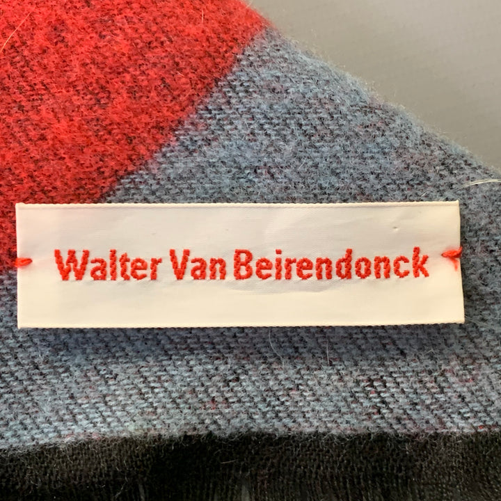 WALTER VAN BEIRENDONCK AW16 Multi Color Abstract Double Face Wool Scarf