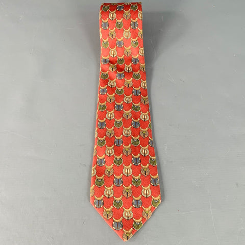 SALVATORE FERRAGAMO Red Multi Color Equestrian Silk Tie