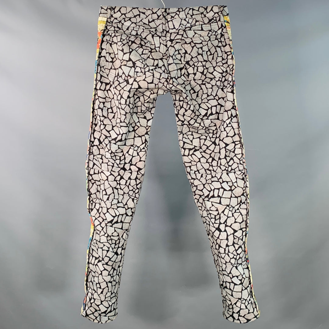 COMME des GARCONS HOMME PLUS Fall 2018 Size S Grey Multi Color Comic Denim Jeans