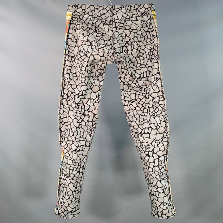 COMME des GARCONS HOMME PLUS Fall 2018 Size S Grey Multi Color Comic Denim Jeans