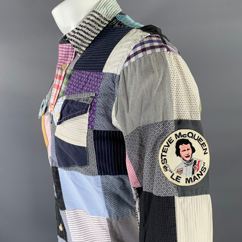 PAUL SMITH JEANS Size S White Multi-Color Patchwork Cotton Long Sleeve Shirt