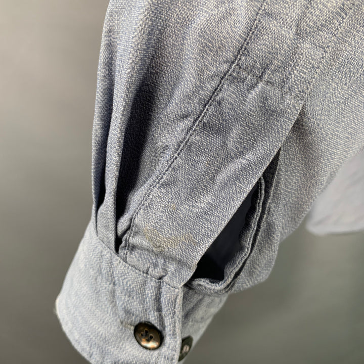 ISSEY MIYAKE Vintage Size M Blue Chambray Cotton Nehru Collar Long Sleeve Shirt