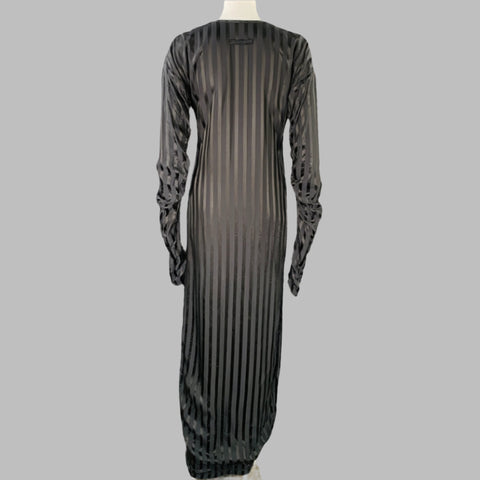 JEAN PAUL GAULTIER Size M Black Black Acetate Blend Stripe Long Sleeve Dress