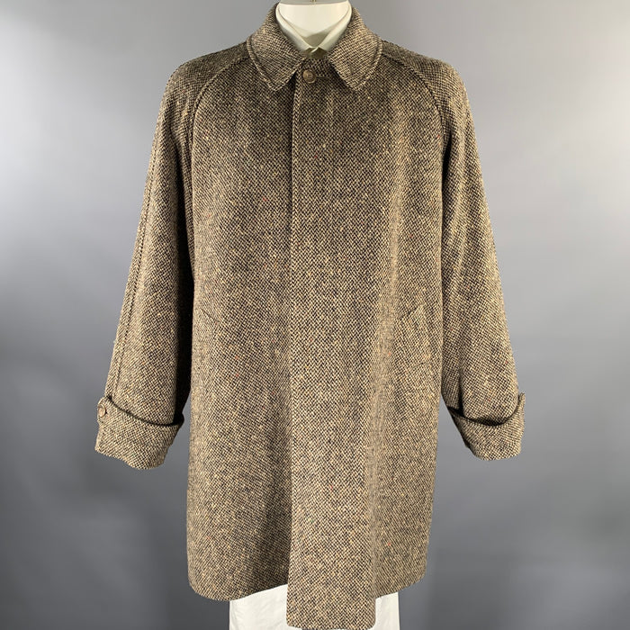 RALPH LAUREN Size 44 Tan Black Wool Hidden Placket Coat
